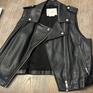 Black Anthropologie leather bike vest